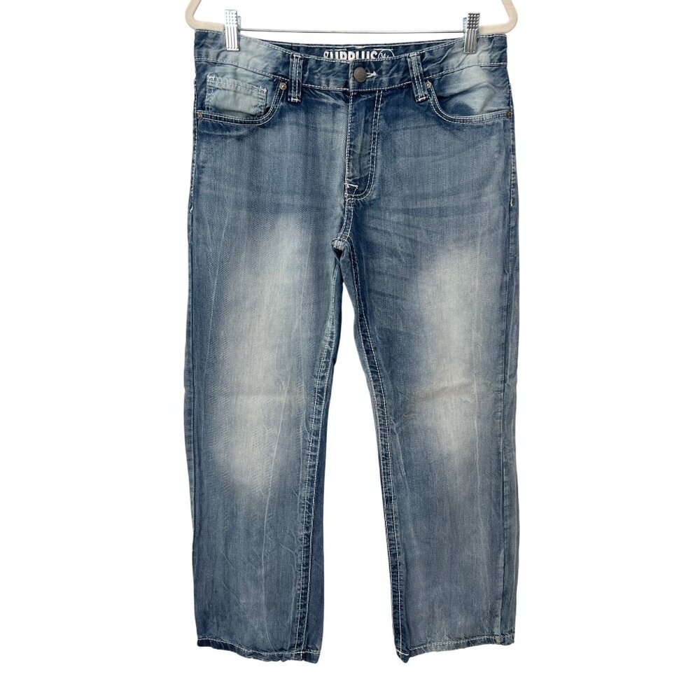 Surplus Jeans Size 34x32 Straight Leg Denim Mid Rise Blue Cotton Medium Wash